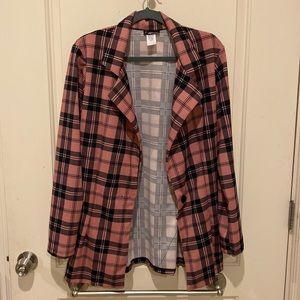 NY invasion Rose & black plaid blazer, size Large